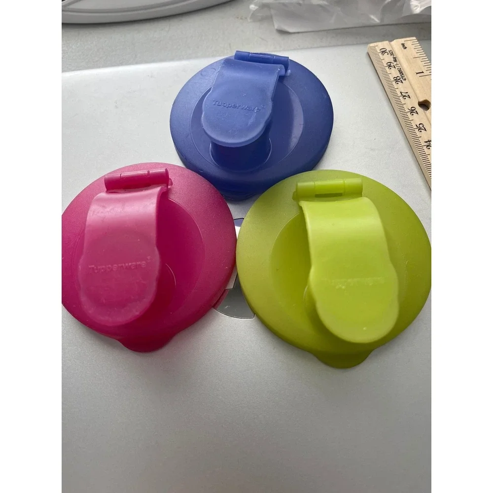 Tupperware Eco Water Bottle Flip Top Replacement Lids Set of 3 Pink Blue Green